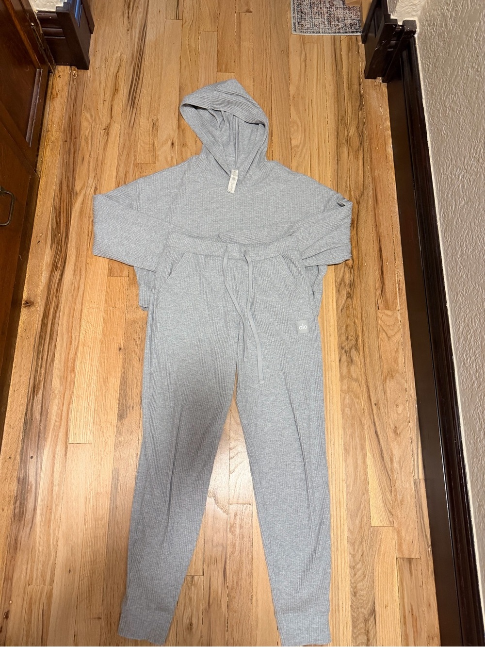 ALO Yoga Heather Gray Hoodie & Jogger Set